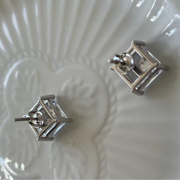 .925 Sterling Silver large faux diamond earrings stocking stuffer gifts for her - Picture 3 of 8